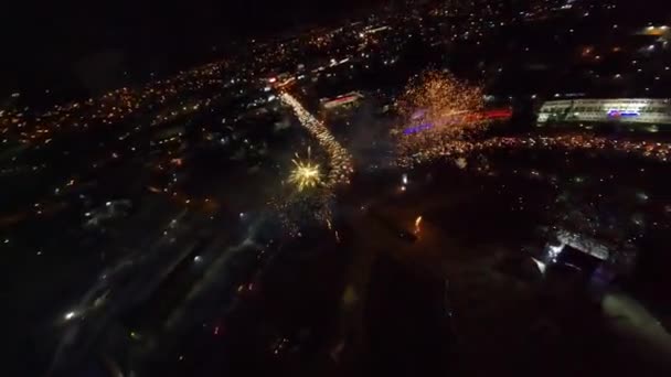 Tűzijáték Éjjel Hogy Megünnepeljük Dominikai Köztársaság Függetlenségét Február Fpv Drónlövés — Stock videók