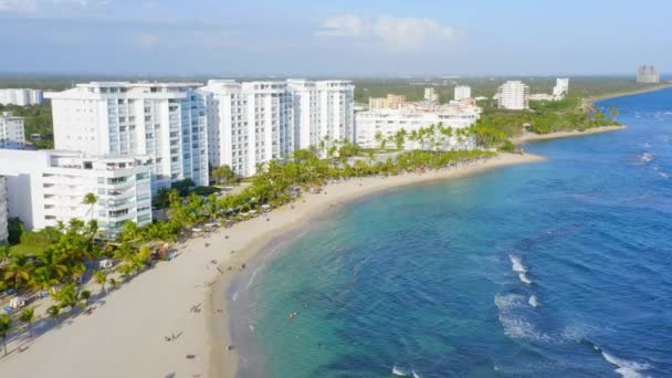 Luxury Beachfront Accommodation Buildings Playa Juan Dolio Dominican Republic Aerial — Video Stock