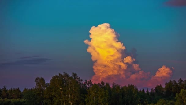 Sunlight Falling Onf Moving Storm Tropical Clouds Sunset Timelapse Green — Wideo stockowe