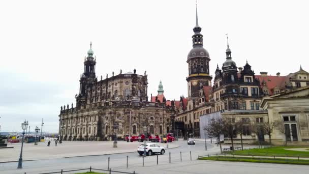 Paisagem Urbana Com Castelo Dresden Torres Centro Histórico Cidade — Vídeo de Stock