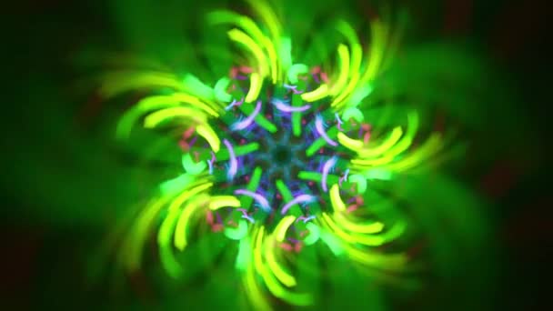 Kaleidoscope Floral Fractal Abstract Green Centipede Swirls Seamless Looping Music — Stock videók