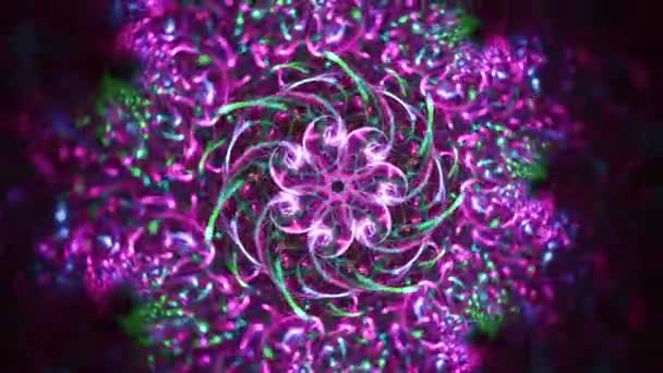 Kaleidoscope Floral Fractal Abstract Chaotic Star Pulses Seamless Looping Music — Stock video