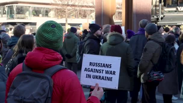 Russian Sign Demonstration War Ukraine Stockholm — Stockvideo
