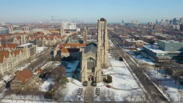 Filmisk Antenn Över Rockefeller Memorial Chapel — Stockvideo