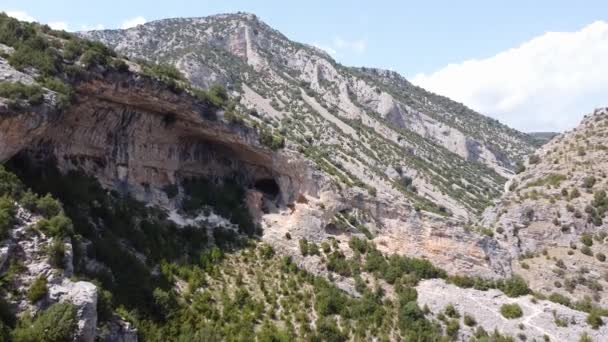 Rodellar Huesca Aragon Spain Aerial Drone View Limestone Mountains Popular — Vídeo de Stock