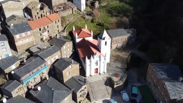 Красивая Деревня Пидо Португалии Домами Сланцевого Камня — стоковое видео