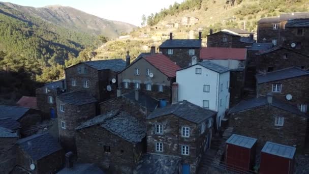 Beautiful Village Pido Portugal Houses Made Shale Stone — Video Stock