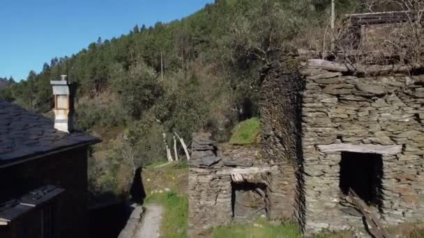 Den Vakre Landsbyen Pido Portugal Med Hus Skiferstein – stockvideo