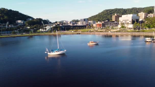 Avión Teledirigido Vista Del Estadio Gosford Ciudad Cbd Yate Barco — Vídeos de Stock