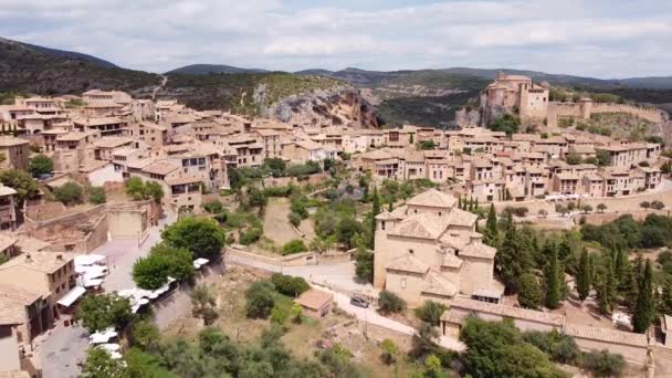 Alquezar Huesca Aragon Spain Aerial Drone View Most Beautiful Village — Stock video