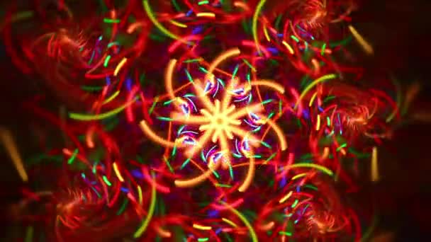 Kaleidoscope Floral Fractal Abstract Rainbow Colorful Trippy Seamless Looping Music — Stockvideo