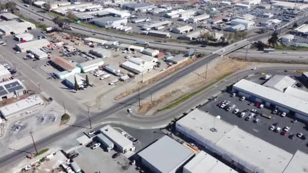 Freeway Streets Industrial City Area California Aerial Drone — Stockvideo
