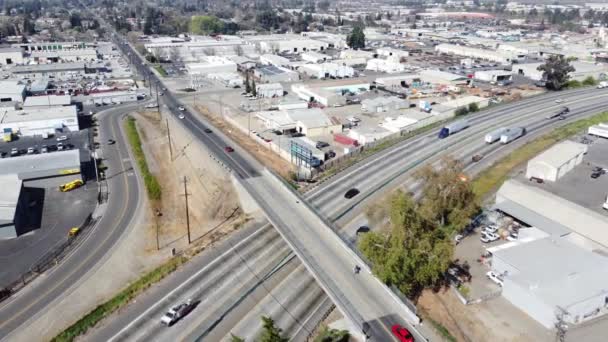 Aereo Drone Area Urbana Industriale Superstrada Strade — Video Stock