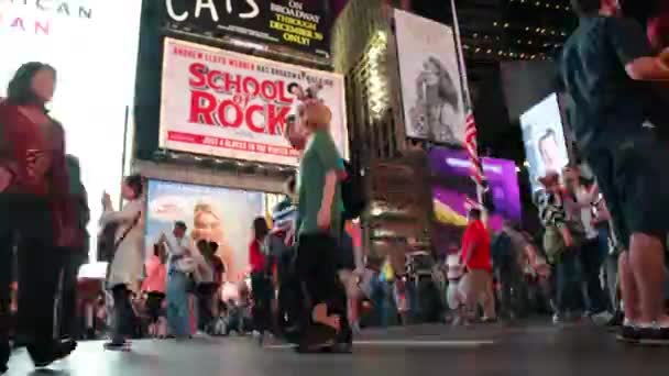 Busy People Moving Fast Times Square Timelapse — Stock Video