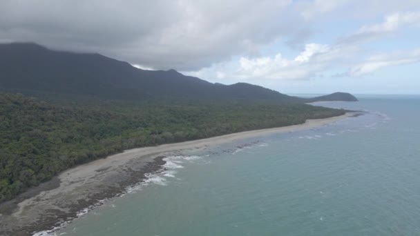 Cloudy Sky Daintree National Park North Queensland Australia Wide Aerial — Stockvideo