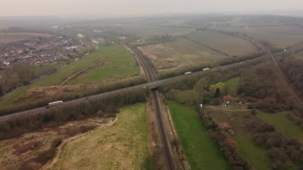 Drone Footage Flying Dual Carriage Way Canterbury Crosses Hambrook Marshes — Stock video