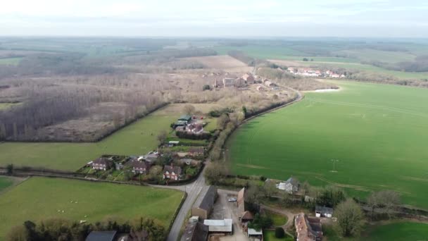 Nonington Small Town Parish Green Spacious Countryside Aerial View Flyover — стоковое видео