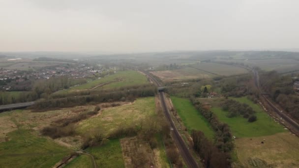 Drone Flying Dual Carriageway Canterbury Also Shows Hambrook Marshes Ashford — Wideo stockowe