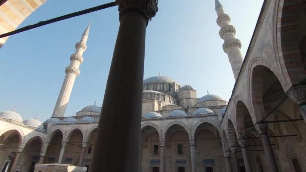Interior Sleymaniye Mosque North Facade Forecourt Istanbul Turkey Low Angle — 비디오