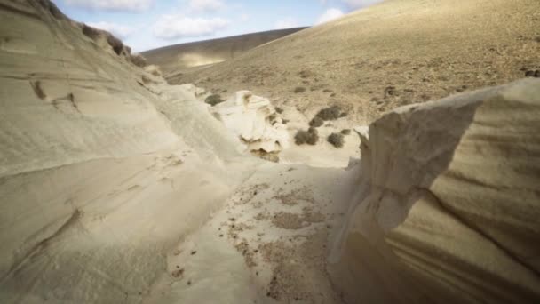 Uitgedroogde Woestijngebieden Van Fuerteventura Kanarie Eiland Spanje — Stockvideo