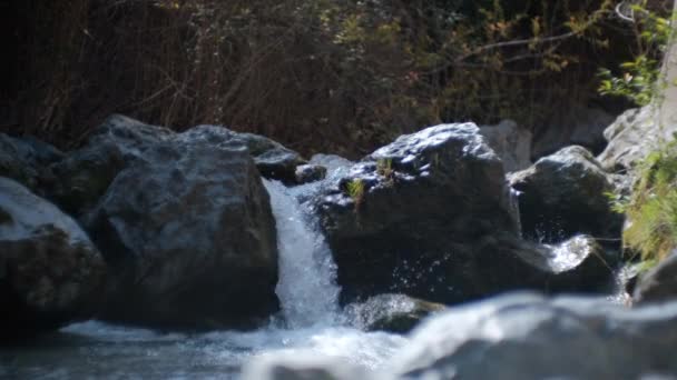 Agua Del Río Corriendo Través Rocas — Vídeos de Stock