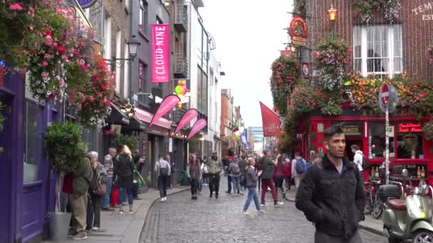 Dublin Street Scen Nära Temple Bar Endast För Redaktionell Användning — Stockvideo
