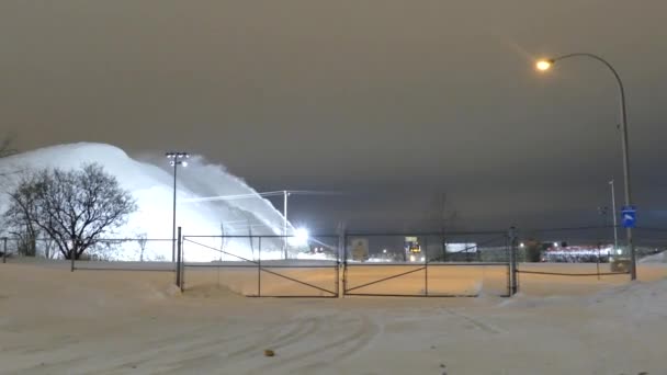 Zleme Hareketi Kar Fırtınası Geceleri Kar Püskürtmek Montreal Deki Büyük — Stok video