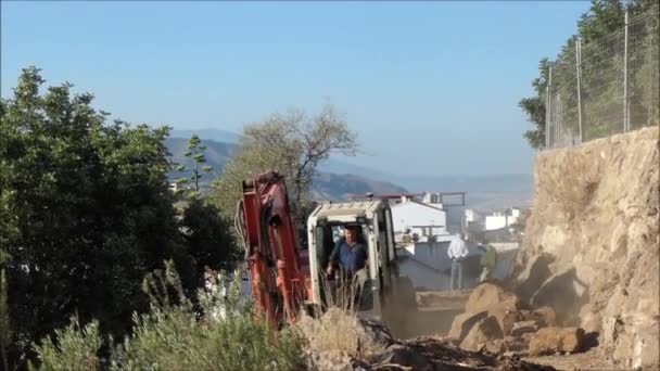 Rural Road Works Site Southern Andalusia Rocks Soil Tyre Tracks — Stok Video
