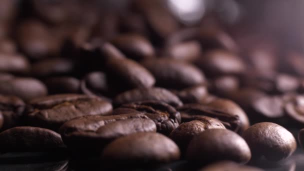 Extreme Close Pile Roasted Coffee Beans — Vídeo de Stock