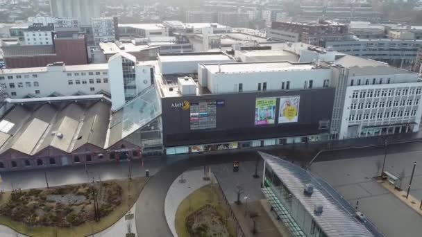 Centro Comercial Amfi Sandnes Noruega Aérea Del Edificio Con Logotipos — Vídeos de Stock