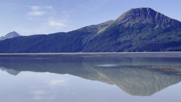 Panorama Mountains Reflection Turnagain Arm Alaska — Stock video