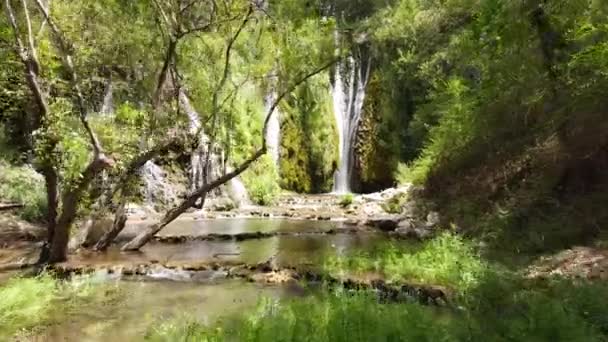 Cascada Calicanto Tormon Aragon Spain Beautiful Waterpools Waterfall — стокове відео