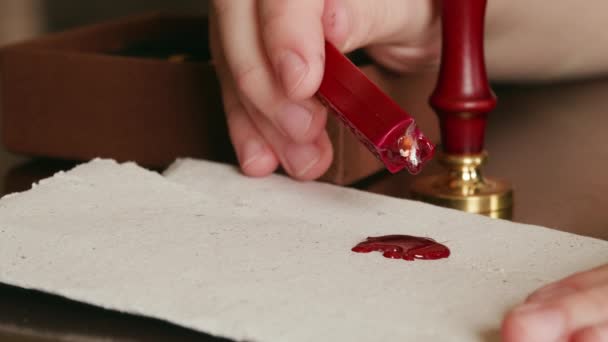 Dripping Hot Wax Piece Parchment Preparation Wax Seal — Stock Video
