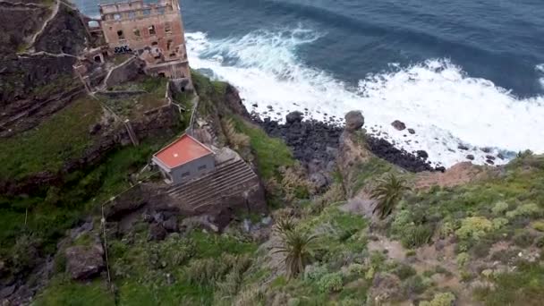 Aerial Drone View Epic Landmark Las Ruinas Gordejuela Tenerife Canary — Stockvideo