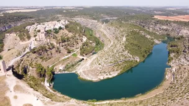 Alarcon Cuenca Spain Aerial Drone View Old Castle City Walls — Stock Video