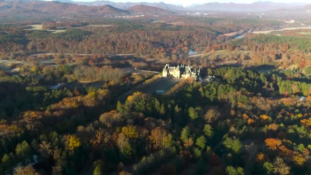 Drone Flygbilder Biltmore Ständerna Asheville Höst — Stockvideo