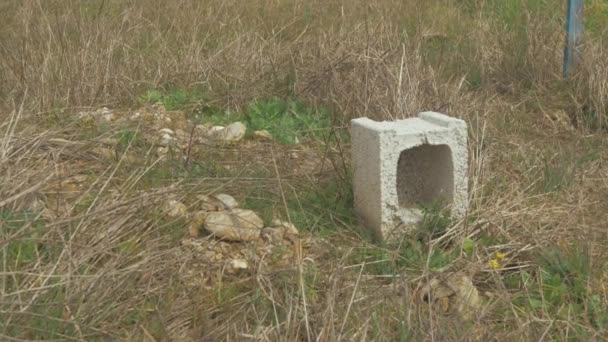 Ett Betongblock Markerar Graven För Oidentifierad Flykting Som Dog Grekland — Stockvideo