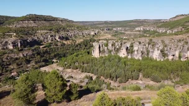 Cuenca Castilla Mancha Spanyol Pemandangan Drone Udara Dari Canyon Dan — Stok Video