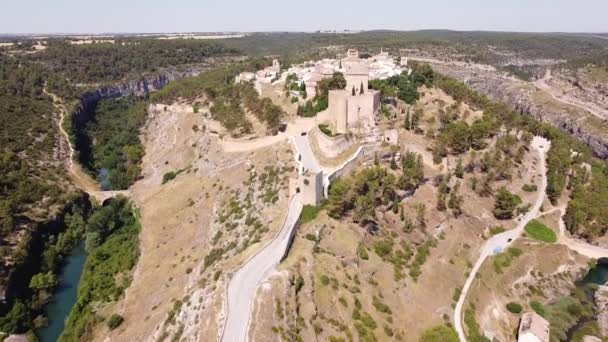 Alarcon Cuenca Spain Aerial Drone View Old Castle City Walls — Vídeos de Stock