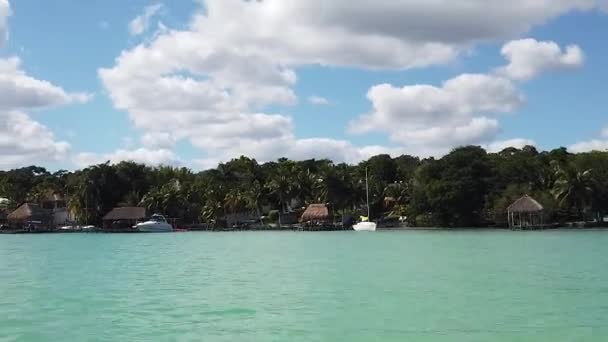 Tropisch Dorp Aan Kust Van Bacalar Aan Riviera Maya Quintana — Stockvideo