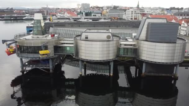 Oil Petroleum Industry Museum Located Stavanger Norway Aerial Building Exterior — Stok video