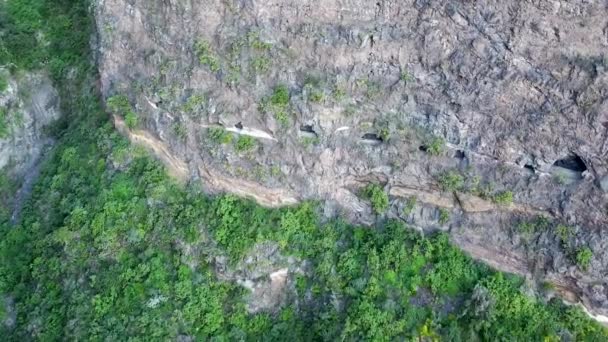 Vista Aérea Del Dron Las Ventanas Gimar Guimar Sistema Canales — Vídeo de stock