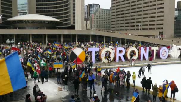 Mega March Toronto Unterstützt Ukraine Land Weltweit — Stockvideo