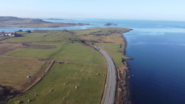 Road E39 Norway Coast Surrounded Green Grasslands Going Subsea Tunnel — Vídeos de Stock