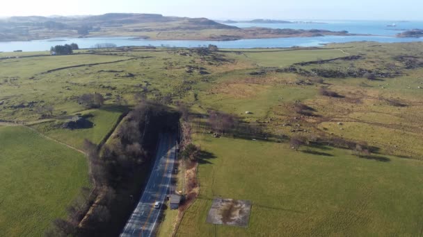 Statische Antenne Die Het Verkeer Naar Byfjord Onderzeese Tunnel Stavanger — Stockvideo