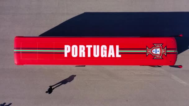 Vista Aérea Por Encima Del Autobús Selección Nacional Portugal Lisboa — Vídeos de Stock