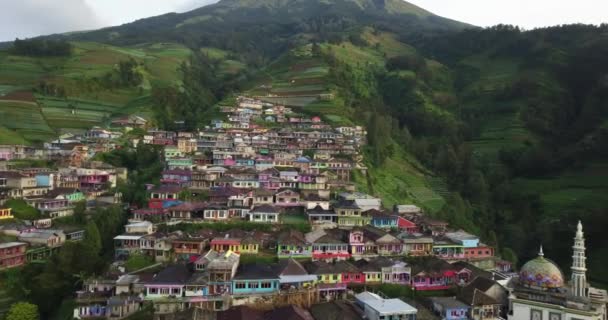 Aerial Panoramic View Famous Nepal Van Java Village Green Mountain — Stockvideo