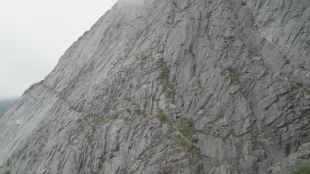 General View Huge Granite Wall Clouded Day — Stock video
