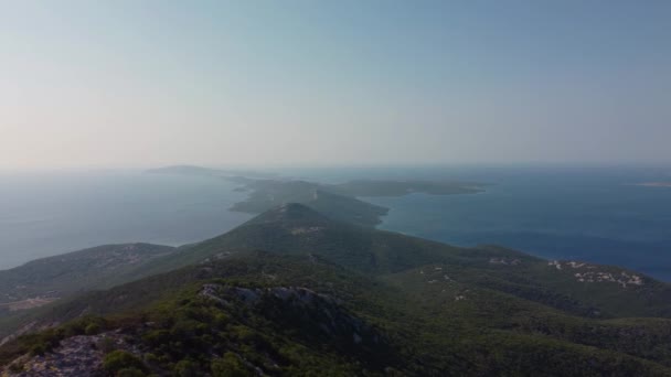 Aerial Croatian Island Losinj Mountains Adriatic Sea Truck Left — Vídeo de stock