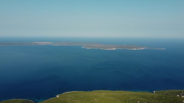 Aerial Croatian Island Unije Seen Losinj Island Flying Right — Stockvideo